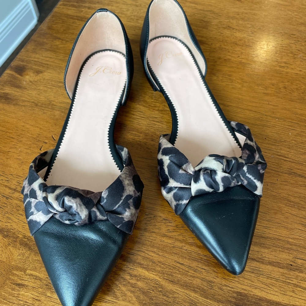 Black/Leopard Print JCrew flats